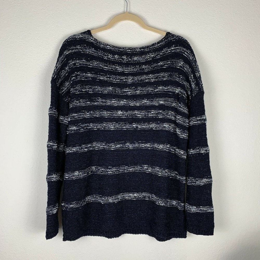 TALBOTS Women's Plus Size 1X Blue White Striped Knit Sweater Top - Picture 5 of 5